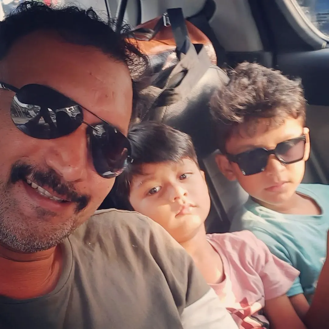 Chandresh Singh with his sons