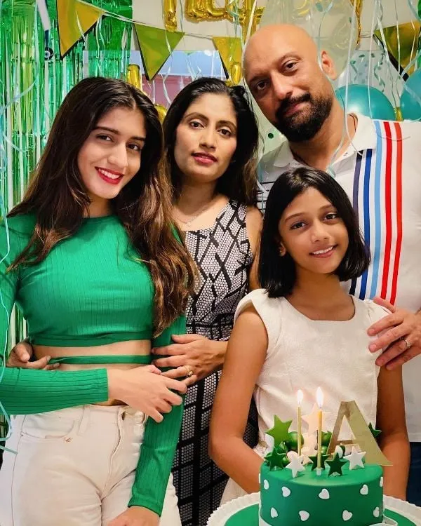Aadhya Anand with her Mother, Father, and Sister