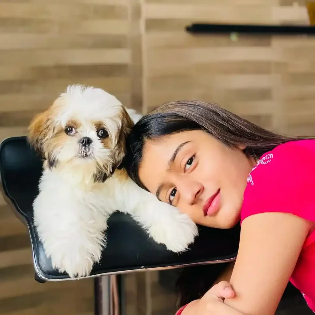 Aadhya with her Dog